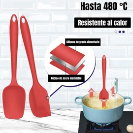 Tucorresi Espátulas Silicona - 6 Rojo Utensilios de Cocina de Silicona - Paleta Utensilios Cocina - Silicona Antiadherente y Resistente al Calor,Sin BPA,No Tóxica Aplicable a Cocinar Hornear y Mezclar