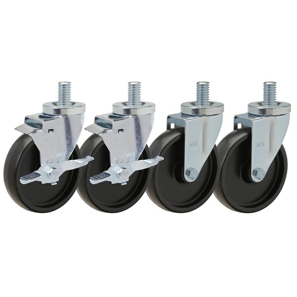 5" Caster Set of 4 | for Southbend Ranges with Heavy Duty Polyolefin Wheels | 2 Swivels and 2 Swivels with Brake