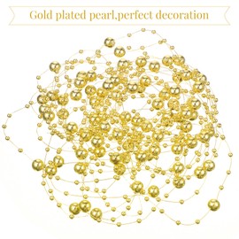 Shihanee 15 Pcs Clear Glass Cylinder Vases Centerpiece Flower Vase Candle Holder for Centerpiece Wedding Party Decor with Candles Faux Pearls String and Beads (Gold)