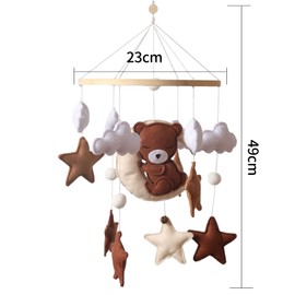 TROYSINC Animals Mobile Baby Wind Chimes, Miniature Bear Elephant Mobile Baby Wooden with Felt Balls, Mobile Baby Girl Bed Bell Pendant for Baby Cot Boys and Girls (#A)