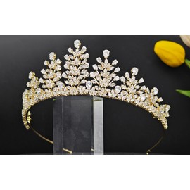 Tiaras doradas de boda para novia 5A con circonitas cúbicas para mujeres, concurso, graduación, tocado de quinceañera dulce 16 accesorios para el cabello