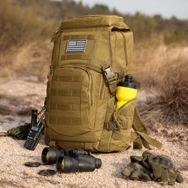 AUMENTAR 35L Military Tactical Backpack for Men, Water Resistant Assault Pack for Women, Khaki Molle Daypack 3 Day Bug Out Bag Rucksack for Trekking, Hunting, Camping, Survival, EDC