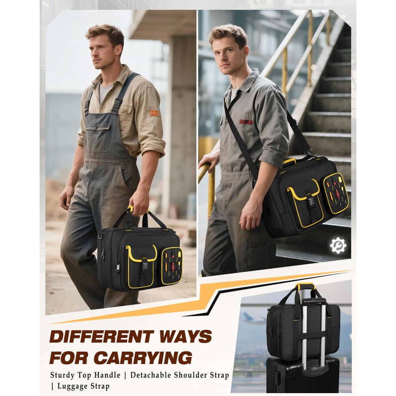 Marscamd Electrician Tool Bag with Laptop Sleeve, Tool Tote with