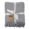 Fennco Styles Gray Classic Woven Throw Blanket with Tassels –