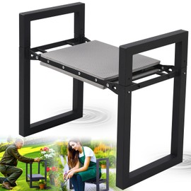Garden Kneeler and Seat Heavy Duty - Anti-Tip Super Stable Multifunctional Gardening Stool Bench,Wide 12.7" Pads,Foldable Ergonomic Handles for Seniors Women Men Pain-Free Weeding,Planting Yard Work