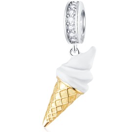 Summer Drink Cup Charms Fit European Bracelet Necklace, Rose Gold Coffee Cup Charms in 925 Sterling Silver, Cocktail Goblet Pendant Beads, Ice Cone Dangle, Gifts for Women/Men, Sterling Silver Cubic