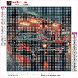 MXJSUA DIY 5d Diamond Painting Kits for Adults, Red Car Diamond Painting Cross Stitch Kits, Full Drill Crystal Rhinestone Embroidery Picture Art Crafts for Home Wall Decor Gift 30x30cm