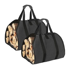 KIGI 2 PACK Firewood Carrier with Handles,Heavy Duty Log Carrying Tote Bag Wood Holder for Camping