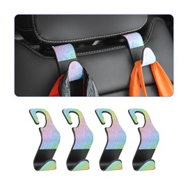 JNNJ Pack of 4 Headrests Car Hooks, Car Hooks Glitter, Car Seat Back ABS Hooks, Accessories Interior Handbag Holder for Purse, Food, Clothing (Colourful)