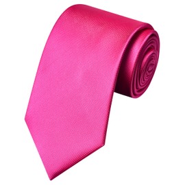 GUSLESON Hot Pink Ties For Men Solid Wedding Neckties and Pocket Square Cufflinks Sets (0789-36)