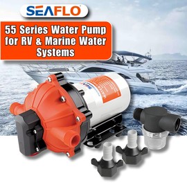 SEAFLO 55-Series Diaphragm Pump - 12V DC, 5.5 GPM, 60 PSI with Heavy Duty Pressure Switch | Self-Priming, Quiet Operation, 4-Year Warranty | Ideal for RV, Marine, and Off-Grid Water System