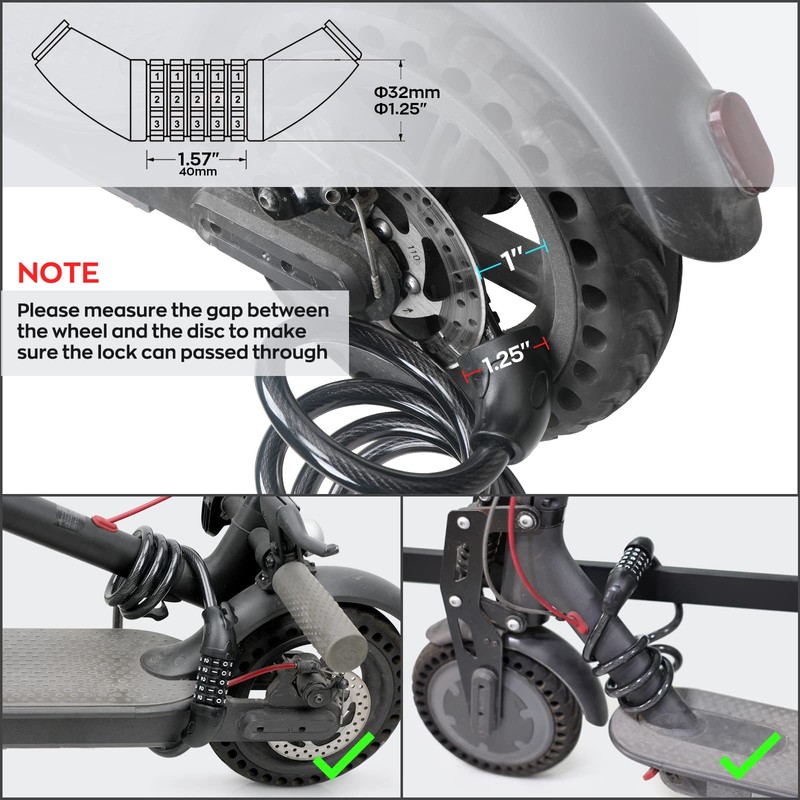 SEWAY Scooter Lock Cable for Xiaomi Mijia M365 ES Series,