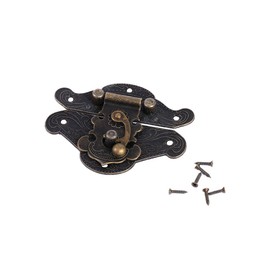 Tnfeeon XXS Lock Wooden Case Hasp Antique Embossing Latch Hasp Latch Small Box Hardware Engraved Designs Hinges Latch with Screws for Wooden Drawer Jewellery Box Case Cabinet