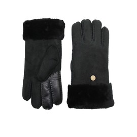 YISEVEN Men's Merino Rugged Lambskin Shearling Leather Gloves Sheepskin Button Cuff Thick Fur Warm Wool Lined for Winter Cold Weather Dress Driving Work Gifts, Black Touchscreen Size Small