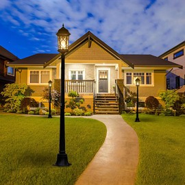 IBalody Outdoor Light Post Driveway Light Pole Yard Backyard Lamp Post Pole Waterproof Black Pillar Lights Die-cast Aluminum Retro Post Lamp Street Lighting for Garden Lawn Porch (180CM)