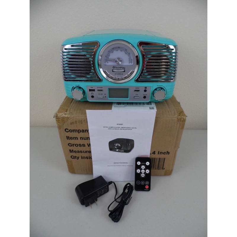 TechPlay QT62BT Bluetooth Tabletop Stereo CD AM FM Radio AUX