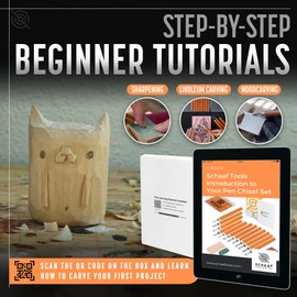 Beginner Friendly Wood Carving Tools, Razor Sharp Detail Wood Carving Kit, DIY Wood Carving Set with Learning Videos, Linoleum Carving Tools, 15pc Precision Japanese Pen Chisel Set from Schaaf Tools