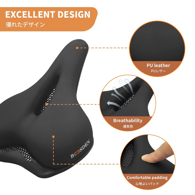 BOOSDEN Bicycle saddle for men and women, saddle, bicycle saddle