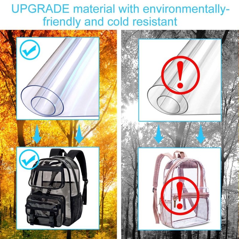 KLFVB Clear Backpack Heavy Duty, 3PCS See Through School Bag