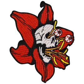 ZEGINs The Flower Skull Patch Embroidered Applique Badge Iron On Sew On Emblem