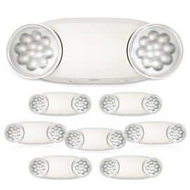 FREELICHT 8 Pack Emergency Lights for Business, Hard Wired, LED Emergency Lights with Battery Backup, 2 Heads Adjustable Commercial Exit Lighting Fixtures, UL 924 Certified
