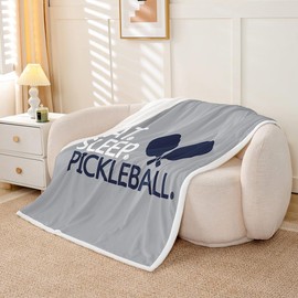 Pickleball - Manta de sherpa para bebé, de 30 x 40 pulgadas, para niños, para regalos para amantes del pickleball, manta de felpa mullida, accesorios de franela azul y gris