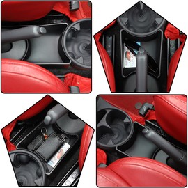 HAPPYHORSE Car Console Storage Box Organizer Tray Compatible with Fiat 500 2007-2015 Central Control Water Cup Holder Storage Box Organizer Tray (Handbrake)