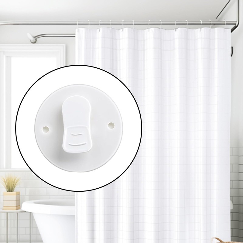 12 Pack White Shower Curtain Clips – Self Adhesive Showers