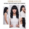 Medium Length Black Wig for Women with Bangs Wavy Hair