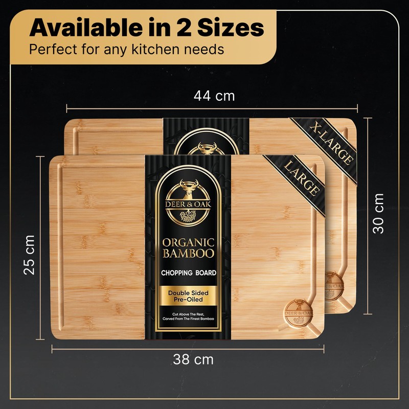 Deer & Oak Premium Extra Large Bamboo Cutting Board -