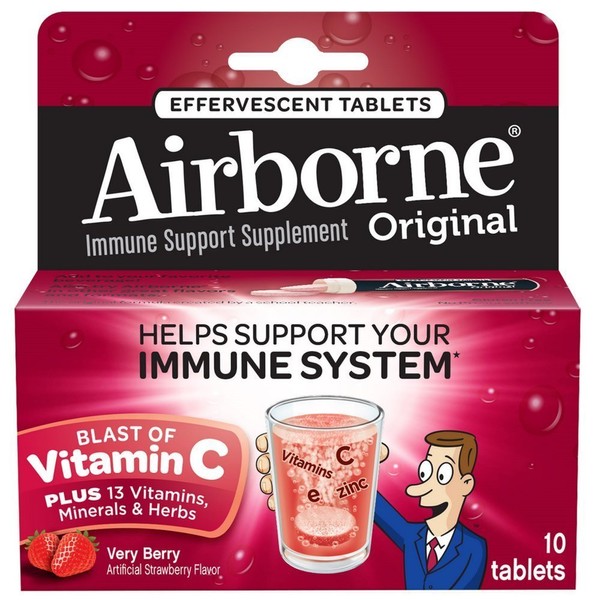 Airborne Effervescent Tablets, Immune Support - Very Berry - 10 ct, Pack of 5