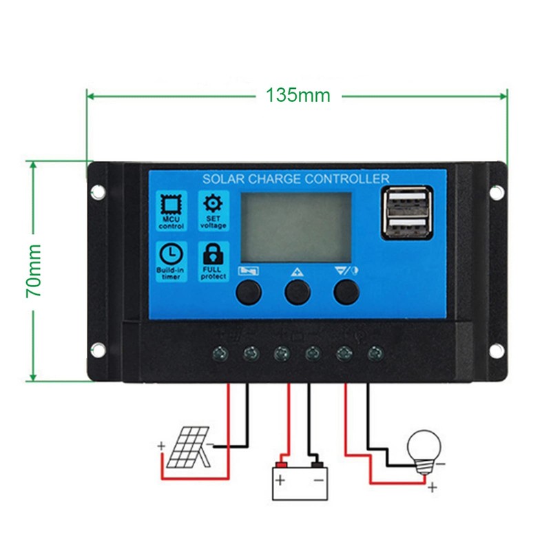60A/50A/40A/30A 12V 24V Car RV Solar Charge Controller PWM Controller