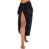 Back From Bali Womens Print Black Sarong Coverup Swimsuit Pareo