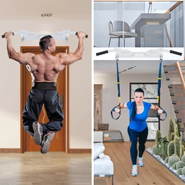 HWOOUSA Wall Mounted Pull Up Bar - Heavy Duty Chin Up Bar, Pull-Up Bar for Garage, Joist, Wall Mount - Multifunctional Fitness Bar, Supports up to 600 Lbs (White)