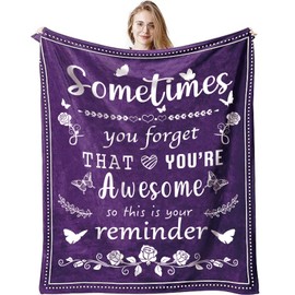 CoCoCherry Birthday Gifts for Women Throw Blanket 60"X50", Idea Womens Birthday Gifts, Best Birthday Gifts for Her, Friends, Mum, Wife(Purple)