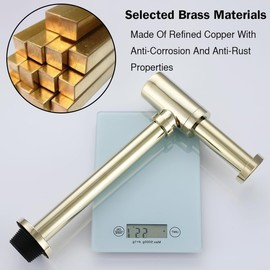 RANDOM Light Gold Polished Brass Contemporary Round Bottle P Trap 1 1/4,Basin Sink Waste Drain P Trap Kit.