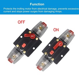 WOHHOM 30A 40A 50A 60A 80A 100A 150A Amp Audio Circuit Breaker Auto Car Stereo Inline Fuse Holders Inverter, Manual Reset 12V-24V DC for Automotive Marine Boat Audio System Protection (60A)
