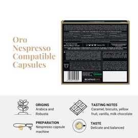 Caffe' Vergnano 1882 Medium Roast Espresso Original Line Machine Compatible Capsules, Arabica Robusta Espresso Coffee, Italian Coffee For Nespresso Coffee Machines, Intensity 4/10, Oro, 100 Ct