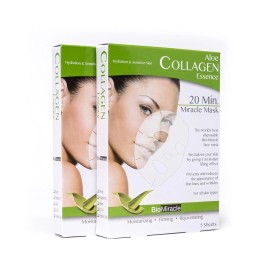 BioMiracle Aloe Collagen Essence Face Mask,5 Count-Packagin