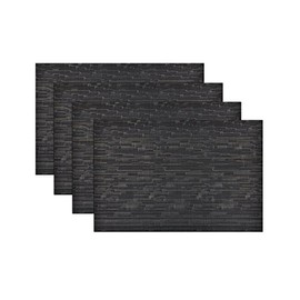 Set of 4 Table Place Mats 45 x 30cm Rectangle Wipe Clean Tableware - Black