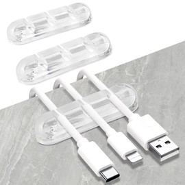 SOULWIT Cable Holder Clips, 3-Pack Cable Management Cord Organizer Clips Silicone Self Adhesive for Desktop USB Charging Cable Nightstand Power Cord Mouse Cable Wire PC Office Home