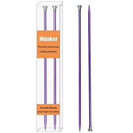 Mdoker 13.8 Inch Aluminum Knitting Needles,Colored Straight Single Pointed Metal Sweater Knitting Needle for DIY Knitting Projects,Size US 6(4mm)