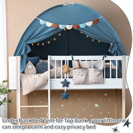 Twin Bed Tent for Kids, Twin Size Bed Canopy Indoor Bed Canopy Privacy Tent on Bed Sleep Inside Drafty Room for Boys, Blue Jean Color