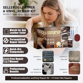 ROFPM Leather Repair Kit for Furniture, Leather Repair Gel, Vinyl Repair Kit, Scratch Restoration, Crack, Fire Holes, Leather Repair Gel for Sofa, Coats, Leather Jacket, Car Seat