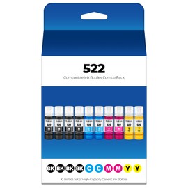 DEEIYUER 522 Ink Refill Bottles ET-2800 ET-4800 ET-2400 ET-2803 Ink Refill Compatible for ET-2800 ET-4800 ET-2400 ET-2803 ET2800 ET4800 ET2400 ET2803 ET-2720 ET-4700 ET-4810 ET-2840 Printer (10 Pack)