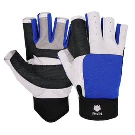 FitsT4 Sports Sailing Gloves 3/4 Finger and Grip Great for Sailing, Yachting, Paddling, Kayaking, Fishing, Dinghying Water Sports for Men and Women Blue XL