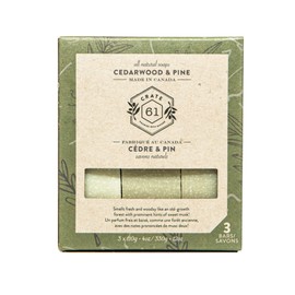 CRATE 61 ORGANICS Vegan Natural Bar Soap, Cedarwood & Pine, 3 Pack, Handmade Soap With Premium Essential Oils, Cold Pressed Face And Body For Men Women (4 oz, Bars) Pine Pack 110.0 grams