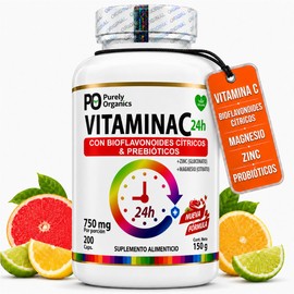 Purely Organics Vitamina C con Zinc y Magnesio, 200 Cápsulas Veganas