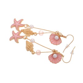 PACKOVE 1Pair Unique Seashell Pendant Earrings for Women Lightweight Artificial Pearl Conch Earrings Stylish Summer Beach Jewelry for Everyday Wear and Vacation