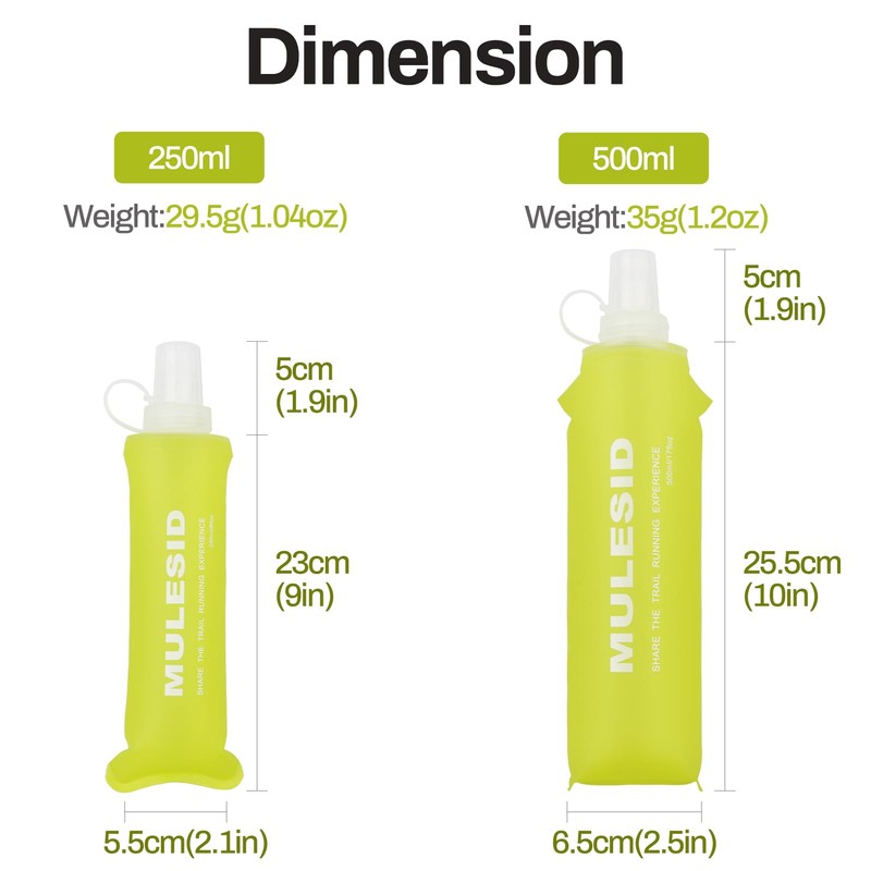 MULESID Soft Flask Running Bottles Collapsible Water Bottle Foldable for